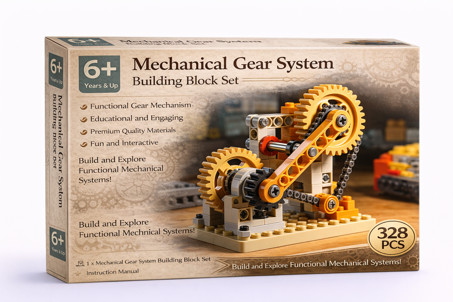 Mechanical Gear System Building Block Set